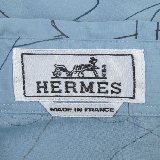 HERMES Long sleeve shirt Main: 100% cotton Ciel Couvel Selles en Fragments Finesse mens 44 Used Authentic