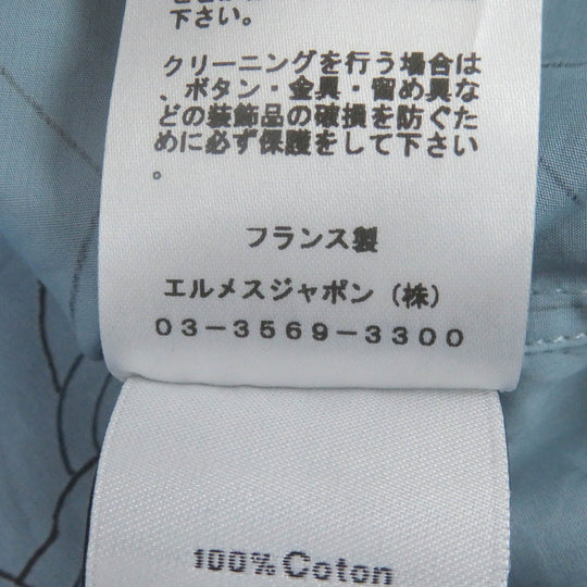 HERMES Long sleeve shirt Main: 100% cotton Ciel Couvel Selles en Fragments Finesse mens 44 Used Authentic
