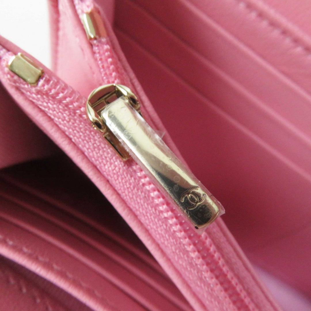 CHANEL Long Wallet Purse C3487T33 AP0241 Main: Lambskin pink Matrasse Classic long flap wallet Women Used Authentic