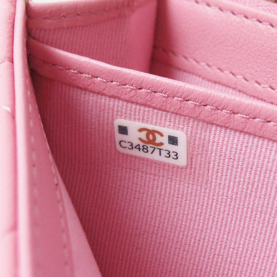 CHANEL Long Wallet Purse C3487T33 AP0241 Main: Lambskin pink Matrasse Classic long flap wallet Women Used Authentic