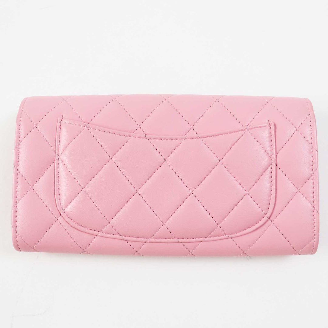 CHANEL Long Wallet Purse C3487T33 AP0241 Main: Lambskin pink Matrasse Classic long flap wallet Women Used Authentic