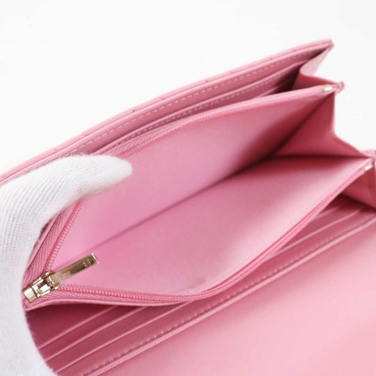 CHANEL Long Wallet Purse C3487T33 AP0241 Main: Lambskin pink Matrasse Classic long flap wallet Women Used Authentic