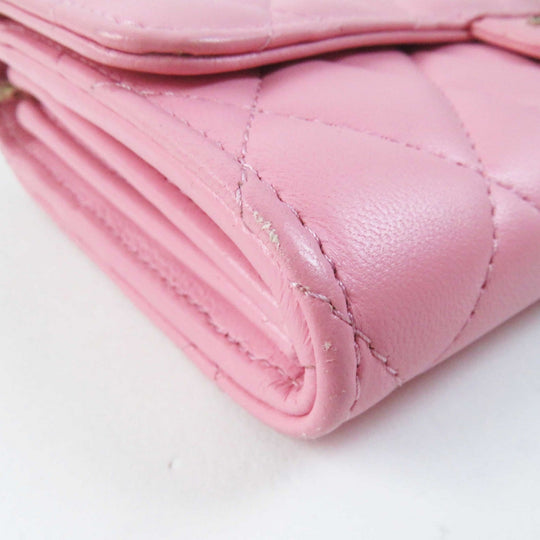 CHANEL Long Wallet Purse C3487T33 AP0241 Main: Lambskin pink Matrasse Classic long flap wallet Women Used Authentic