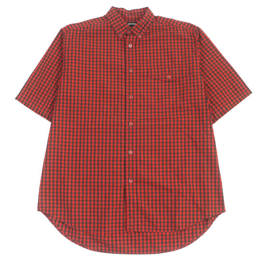 BALENCIAGA Short sleeve shirt 556869 Main: 100% cotton Red mens 37 Used Authentic