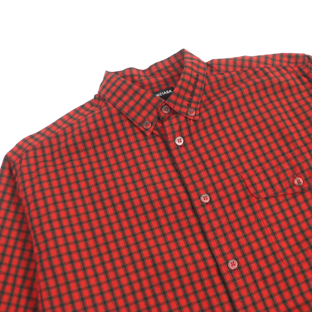 BALENCIAGA Short sleeve shirt 556869 Main: 100% cotton Red mens 37 Used Authentic