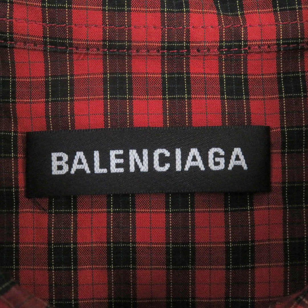 BALENCIAGA Short sleeve shirt 556869 Main: 100% cotton Red mens 37 Used Authentic
