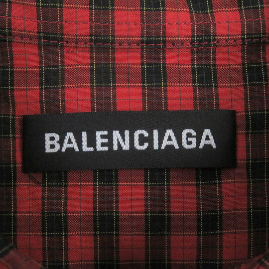 BALENCIAGA Short sleeve shirt 556869 Main: 100% cotton Red mens 37 Used Authentic