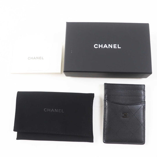 CHANEL Card Case AP3595 Main: Lamb leather black Matrasse Women Used Authentic