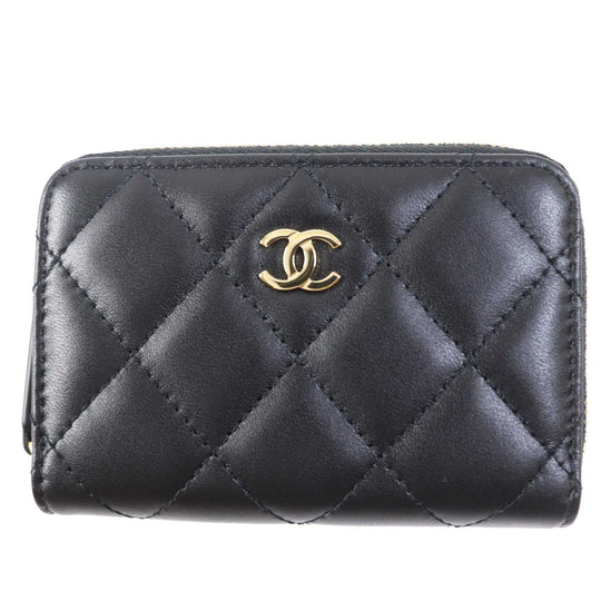 CHANEL Coin case AP0216 NXCG9N2 Main: Lamb leather black Matrasse Classic zip coin purse Women Used Authentic