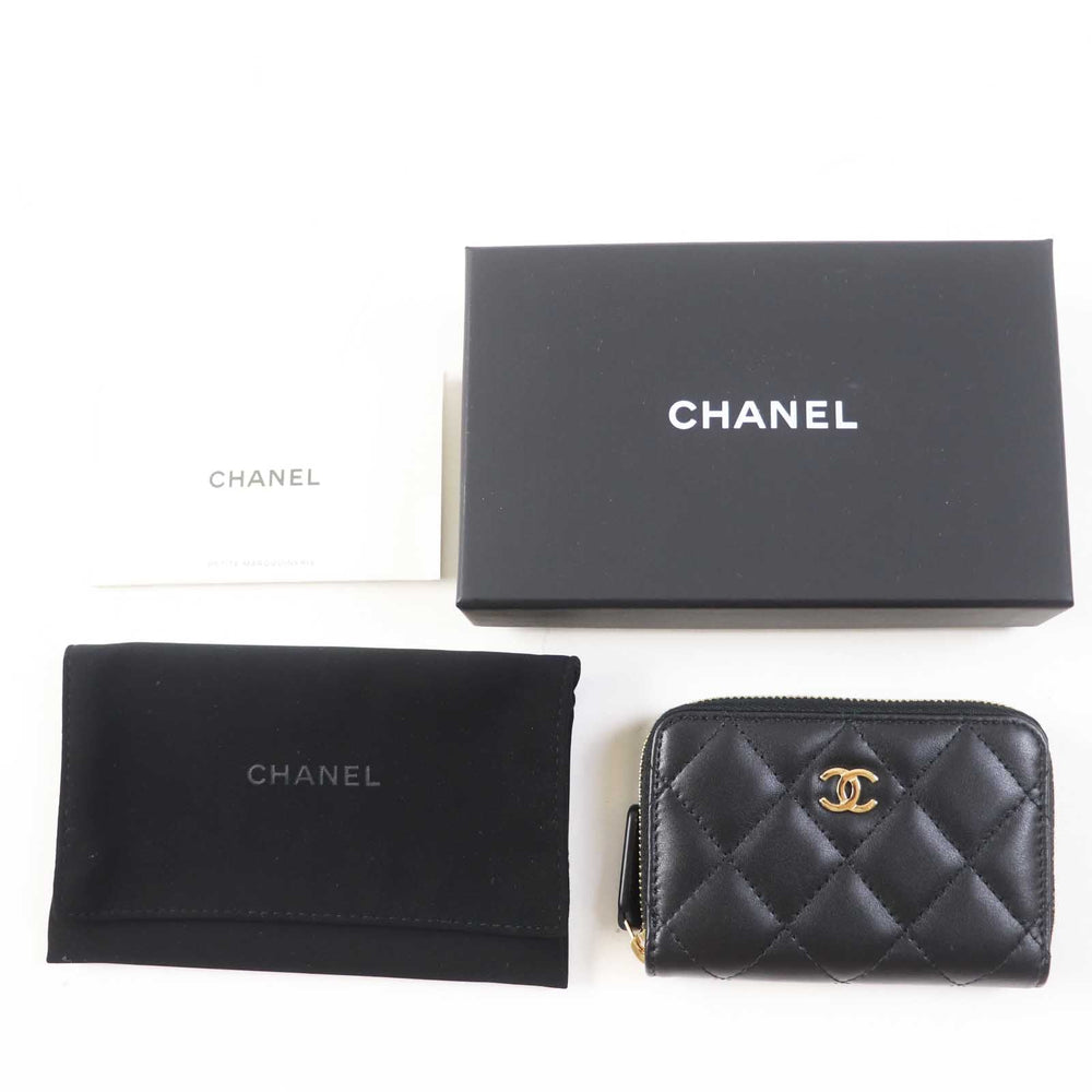 CHANEL Coin case AP0216 NXCG9N2 Main: Lamb leather black Matrasse Classic zip coin purse Women Used Authentic