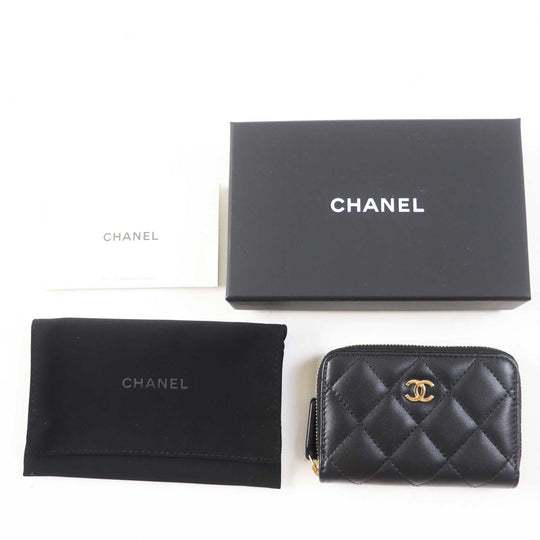 CHANEL Coin case AP0216 NXCG9N2 Main: Lamb leather black Matrasse Classic zip coin purse Women Used Authentic