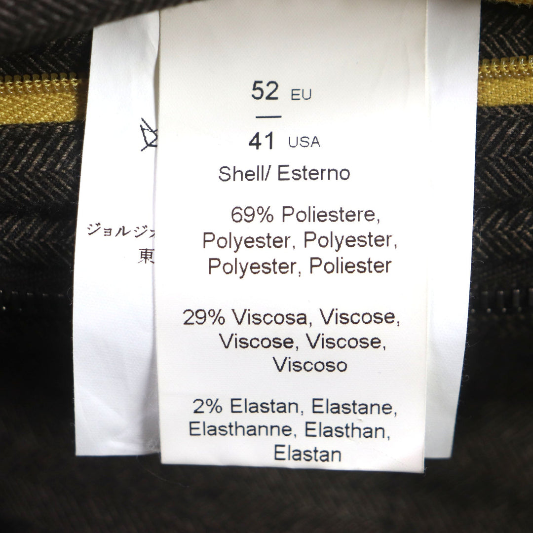 ARMANI COLLEZIONI Down jacket Outer: 69% polyester, Outer: 29% viscose (rayon), Outer: 2% elastane (polyurethane), Lining: 100% polyamide (nylon), Filling: 100% down Dark brown mens 52(EU size) Used Authentic