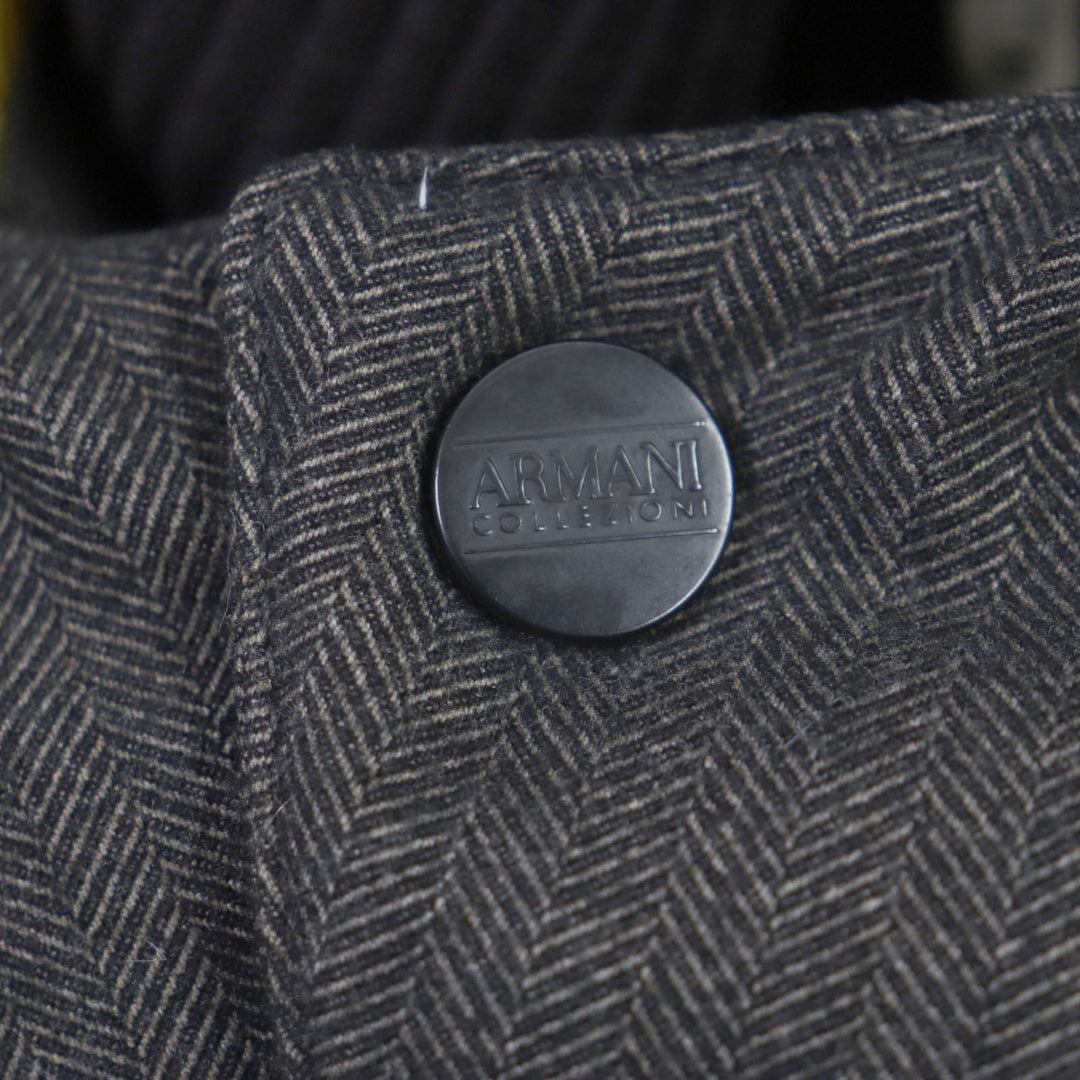 ARMANI COLLEZIONI Down jacket Outer: 69% polyester, Outer: 29% viscose (rayon), Outer: 2% elastane (polyurethane), Lining: 100% polyamide (nylon), Filling: 100% down Dark brown mens 52(EU size) Used Authentic