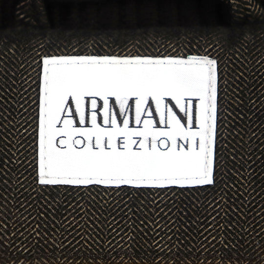 ARMANI COLLEZIONI Down jacket Outer: 69% polyester, Outer: 29% viscose (rayon), Outer: 2% elastane (polyurethane), Lining: 100% polyamide (nylon), Filling: 100% down Dark brown mens 52(EU size) Used Authentic