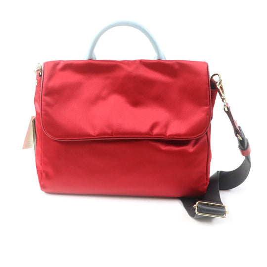 russet Handbag Outer: Nylon, PVC backing Lining: Cotton Leather: Cowhide Red light blue THE CLOUDS NYLON Women Used Authentic