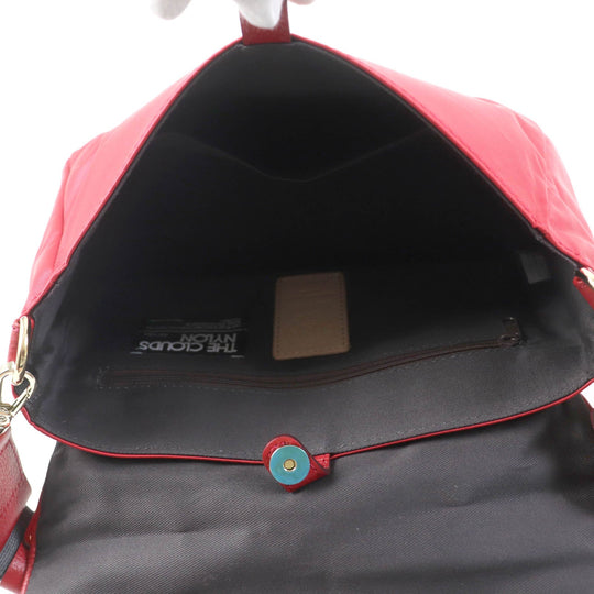 russet Handbag Outer: Nylon, PVC backing Lining: Cotton Leather: Cowhide Red light blue THE CLOUDS NYLON Women Used Authentic