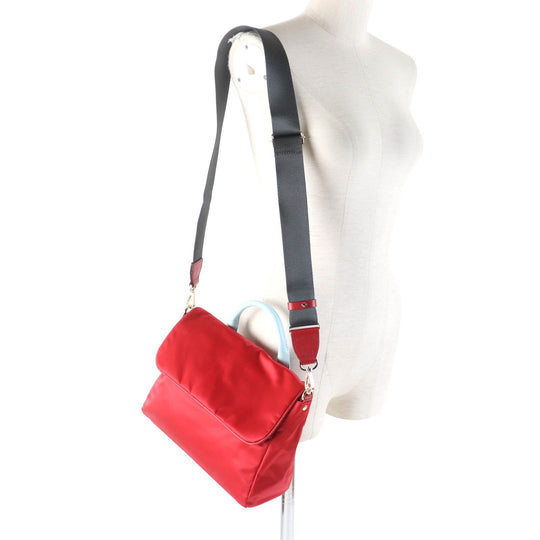 russet Handbag Outer: Nylon, PVC backing Lining: Cotton Leather: Cowhide Red light blue THE CLOUDS NYLON Women Used Authentic
