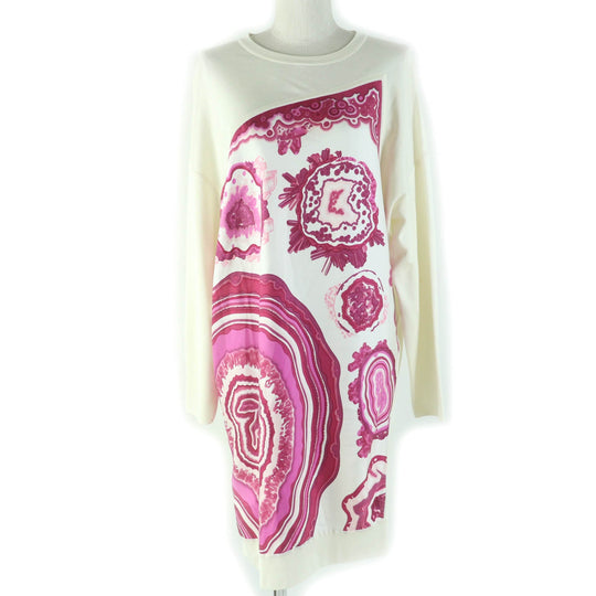 HERMES one piece Printed part: 100% silk Knitted part: 100% silk Ivory pink Women 34 Used Authentic