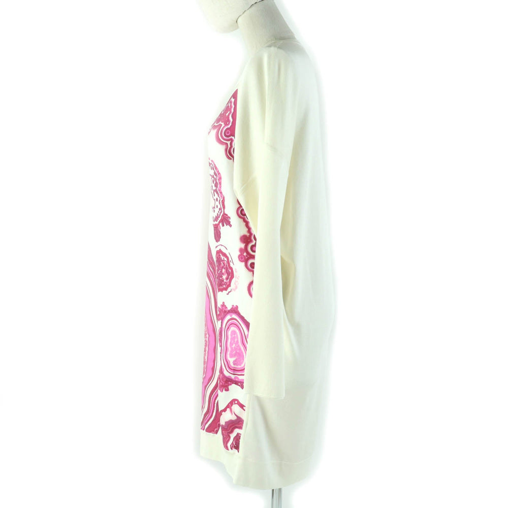 HERMES one piece Printed part: 100% silk Knitted part: 100% silk Ivory pink Women 34 Used Authentic