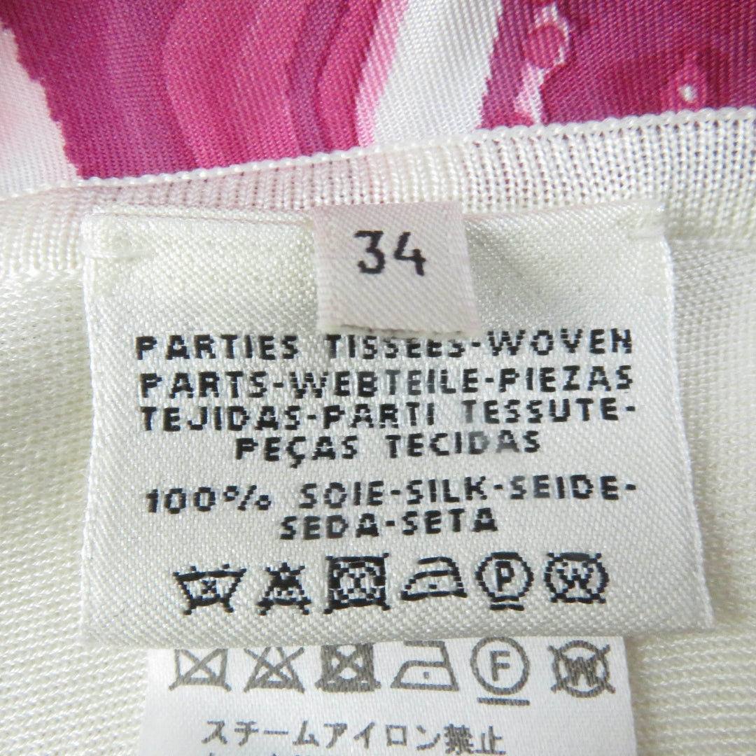 HERMES one piece Printed part: 100% silk Knitted part: 100% silk Ivory pink Women 34 Used Authentic