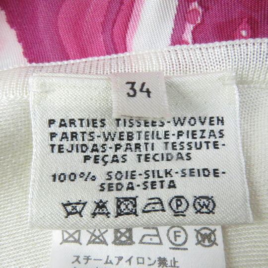 HERMES one piece Printed part: 100% silk Knitted part: 100% silk Ivory pink Women 34 Used Authentic