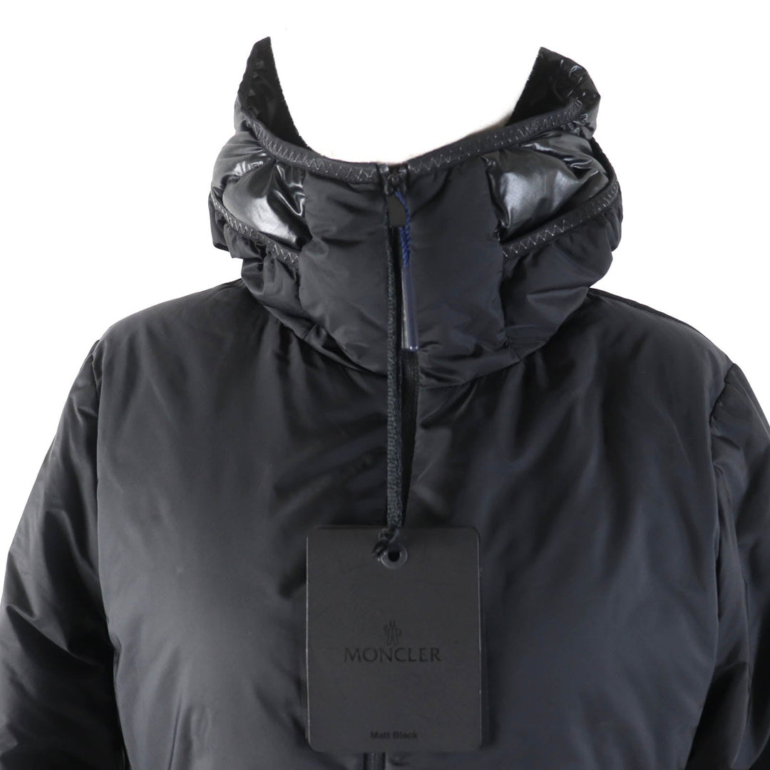 MONCLER Down jacket Outer: 100% nylon; Back: 100% polyester; Lining: 100% polyester; Hood lining: 100% polyester; Hood section: 100% nylon; Other fabric: 100% polyester; Filling: 90% down, 10% feather black SEPIK Women 1 Used Authentic