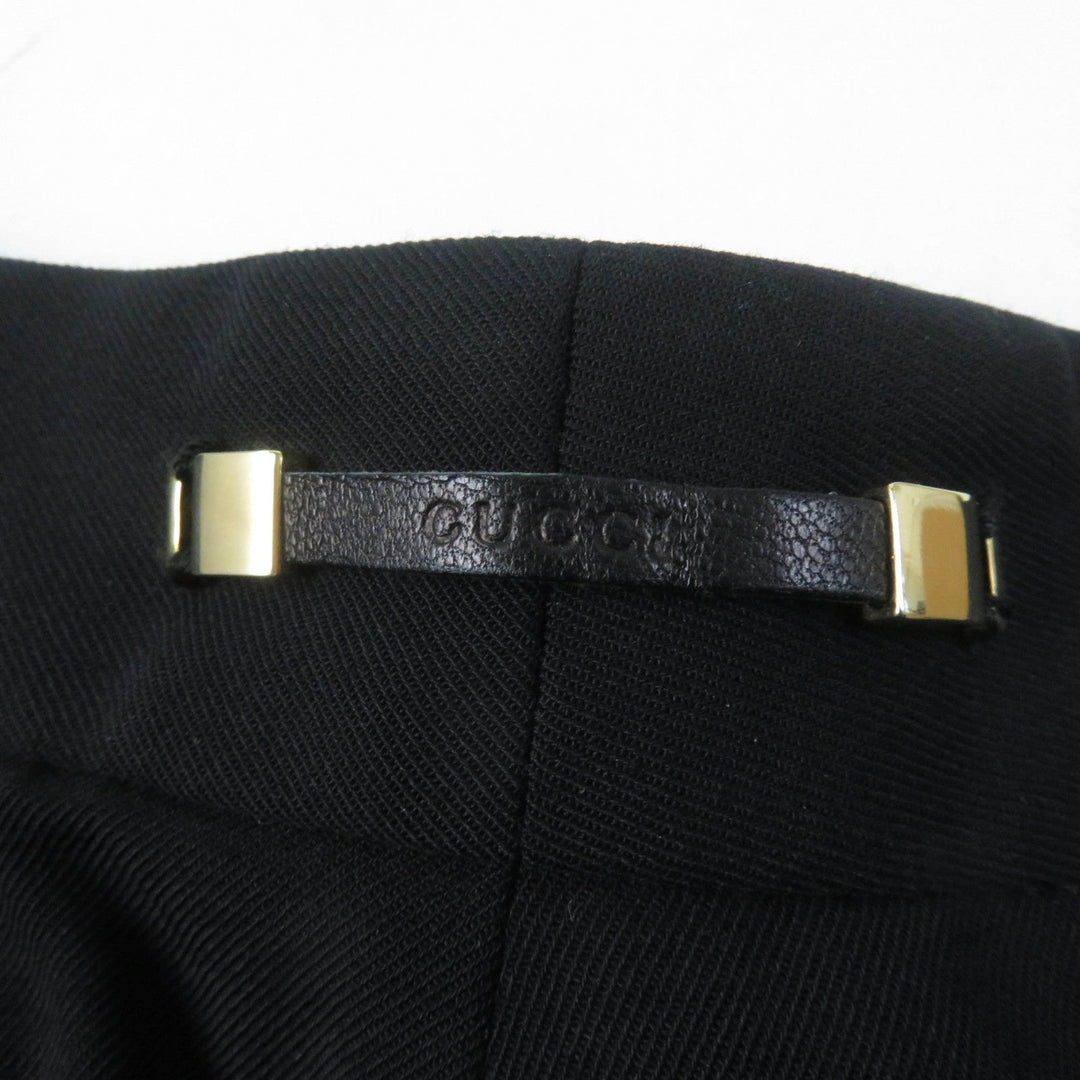 GUCCI Pants Main: 95% wool, Main: 5% polyurethane, Lining: 100% rayon, Part: leather black Women 38 Used Authentic