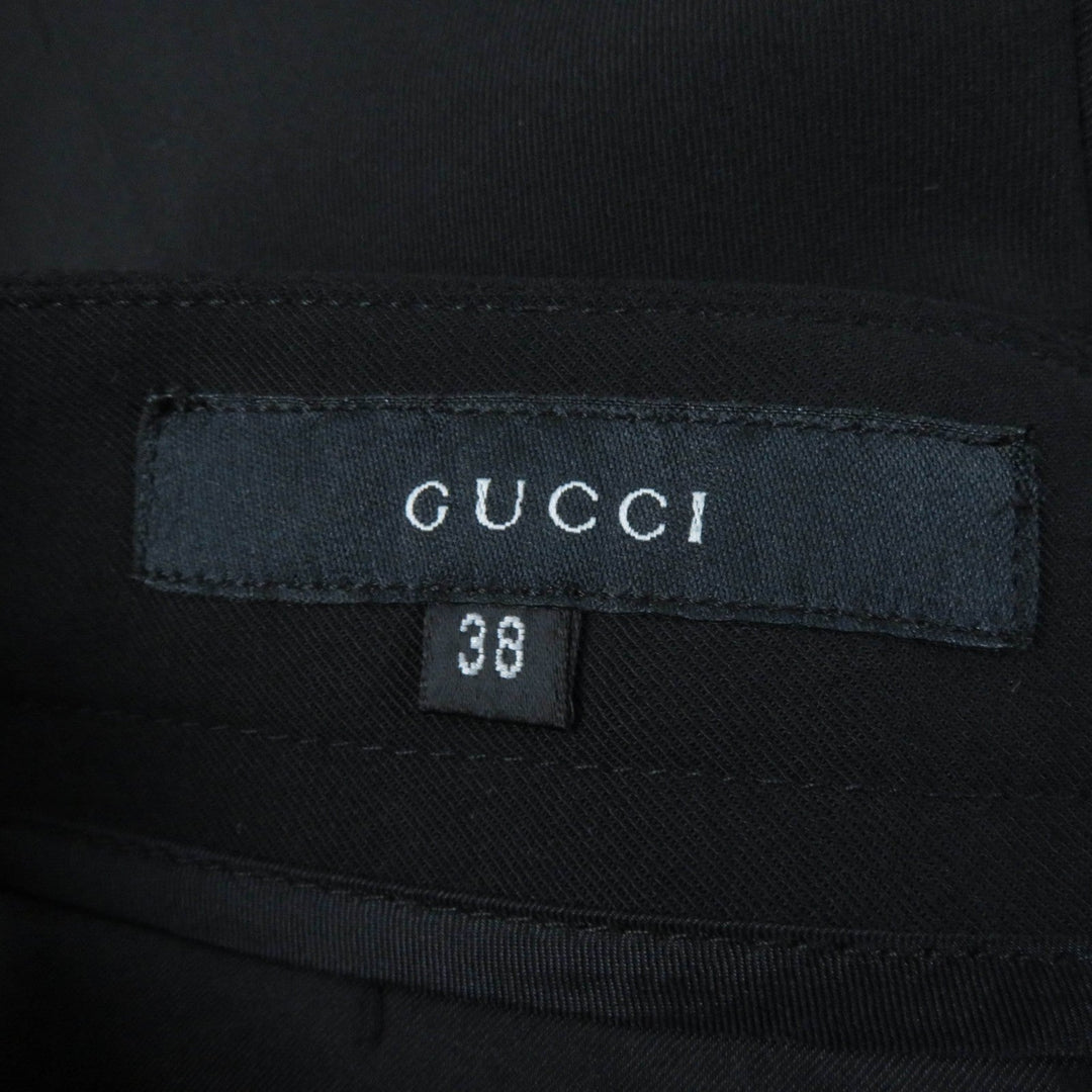 GUCCI Pants Main: 95% wool, Main: 5% polyurethane, Lining: 100% rayon, Part: leather black Women 38 Used Authentic