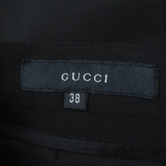 GUCCI Pants Main: 95% wool, Main: 5% polyurethane, Lining: 100% rayon, Part: leather black Women 38 Used Authentic