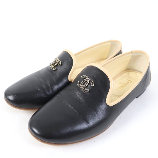 CHANEL Leather shoes 17G G31630 Main: Leather Black beige Women 34 1/2 C Used Authentic