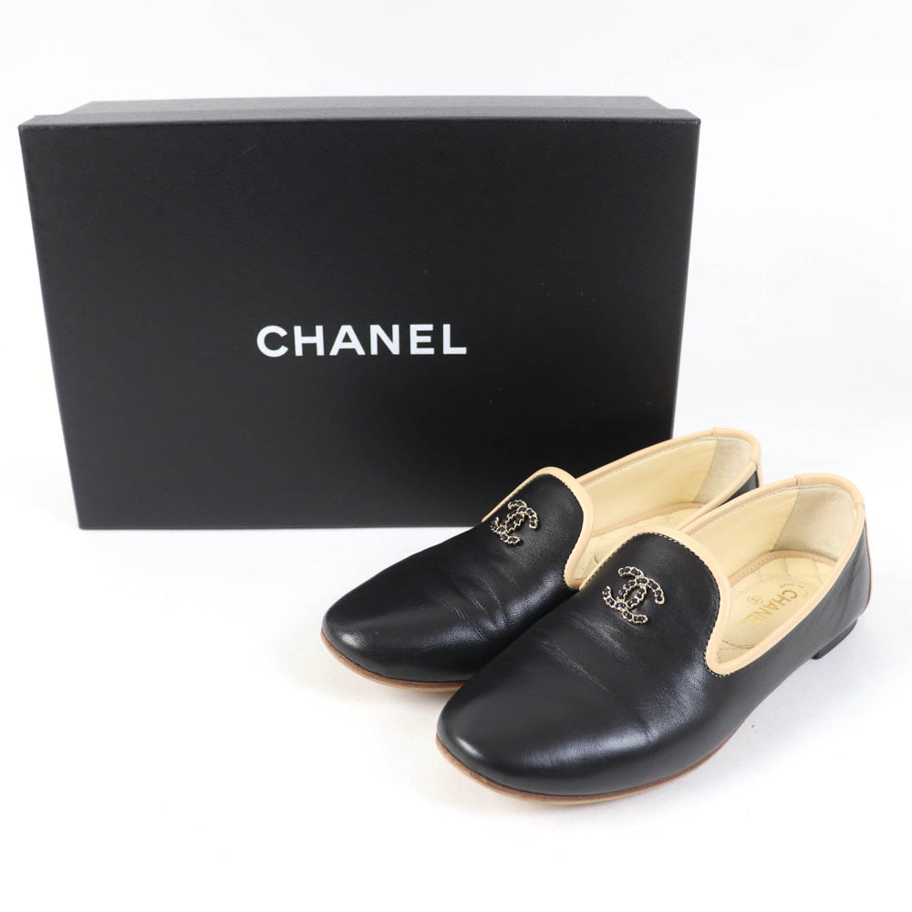 CHANEL Leather shoes 17G G31630 Main: Leather Black beige Women 34 1/2 C Used Authentic
