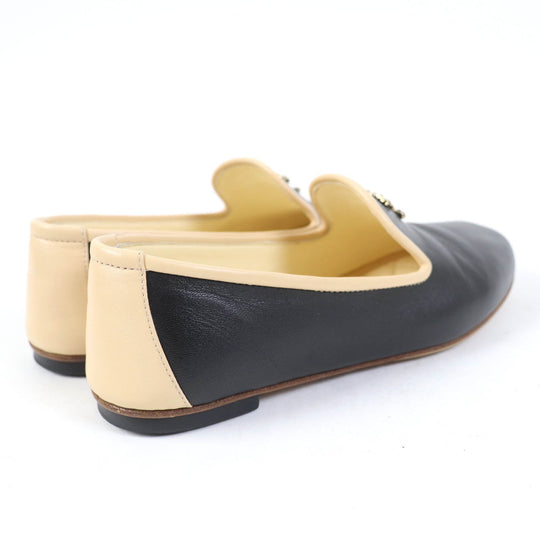 CHANEL Leather shoes 17G G31630 Main: Leather Black beige Women 34 1/2 C Used Authentic