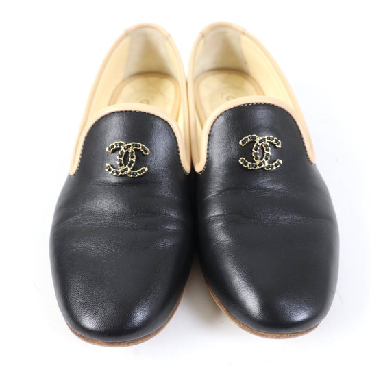 CHANEL Leather shoes 17G G31630 Main: Leather Black beige Women 34 1/2 C Used Authentic