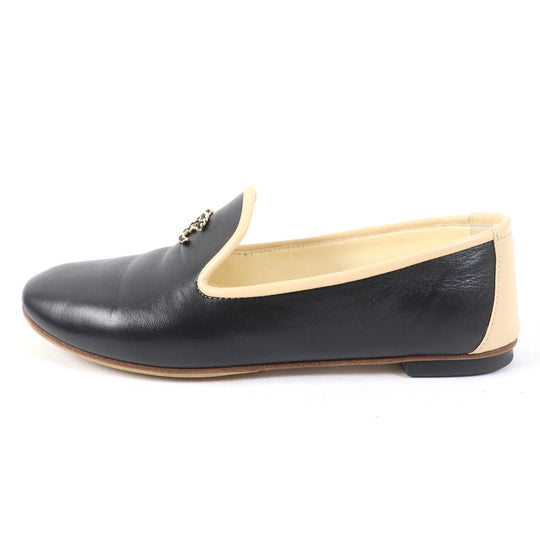 CHANEL Leather shoes 17G G31630 Main: Leather Black beige Women 34 1/2 C Used Authentic