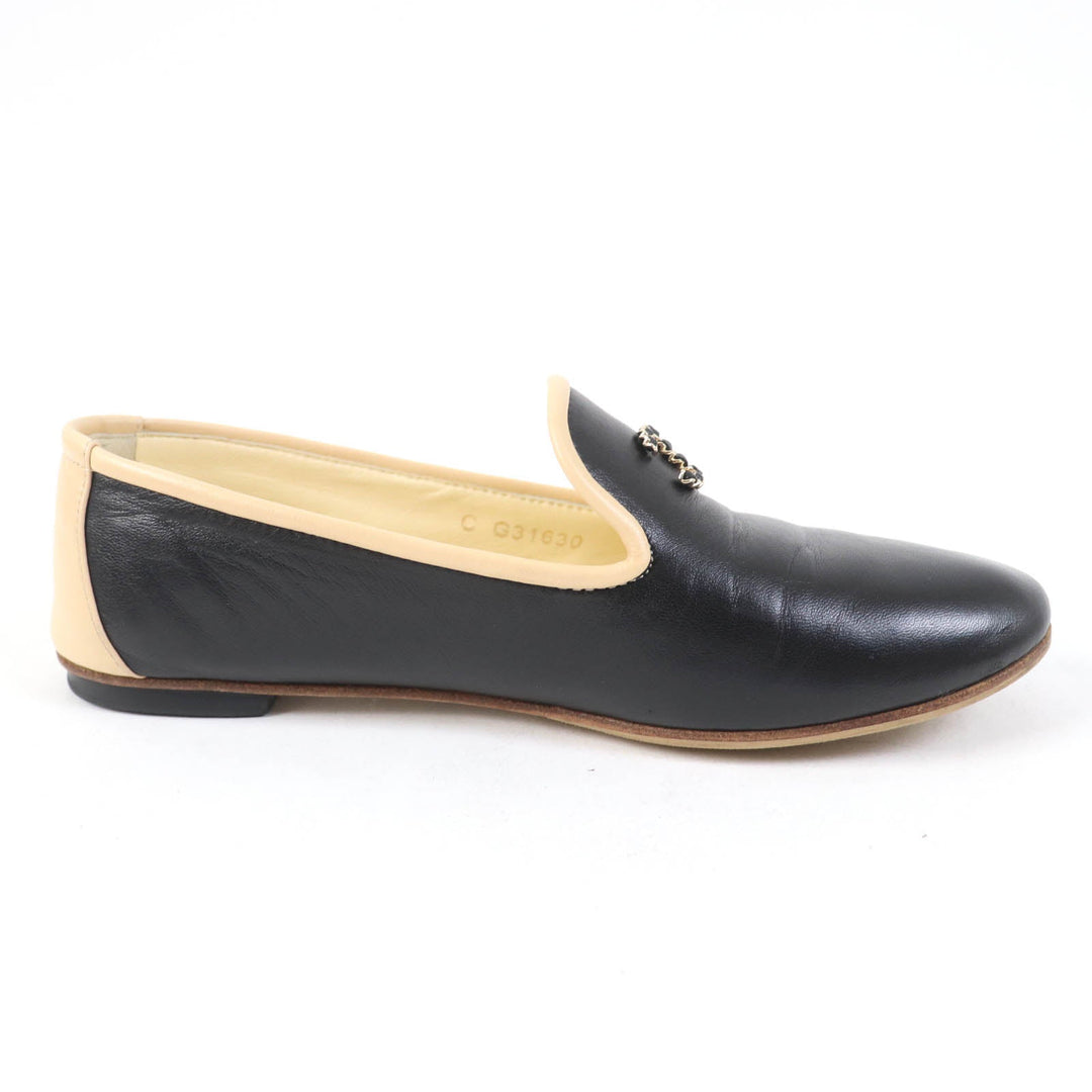 CHANEL Leather shoes 17G G31630 Main: Leather Black beige Women 34 1/2 C Used Authentic