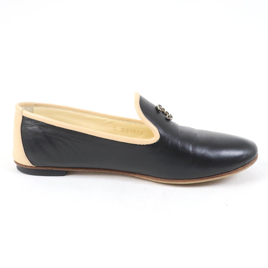 CHANEL Leather shoes 17G G31630 Main: Leather Black beige Women 34 1/2 C Used Authentic