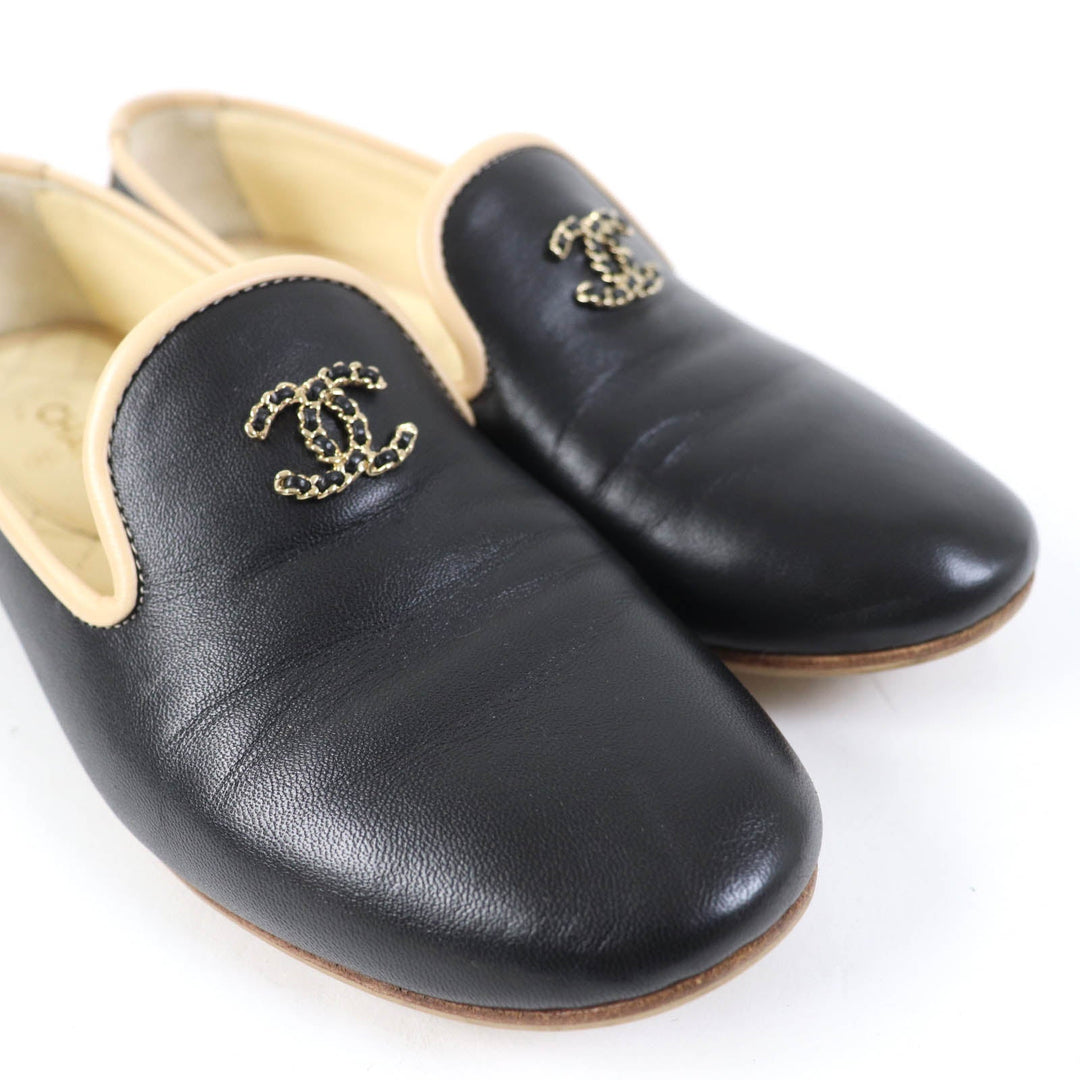 CHANEL Leather shoes 17G G31630 Main: Leather Black beige Women 34 1/2 C Used Authentic
