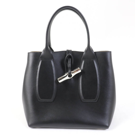 Longchamp Handbag 10082HSC Main: Leather black ROSEAU Women Used Authentic