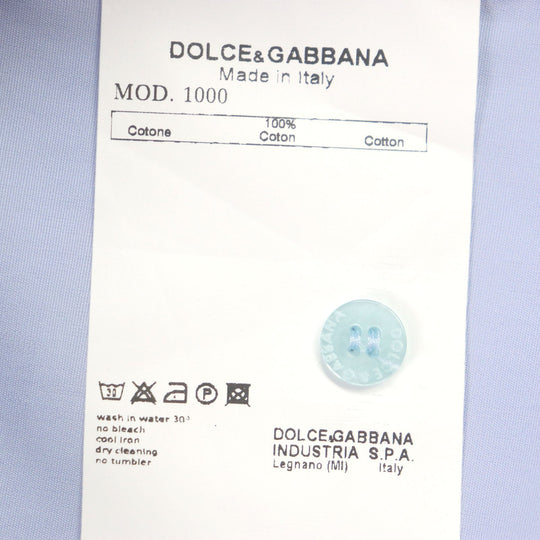 DOLCE&GABBANA Long sleeve shirt Main: 100% cotton Dark Navy Light Blue mens 39 15 1/2 Used Authentic