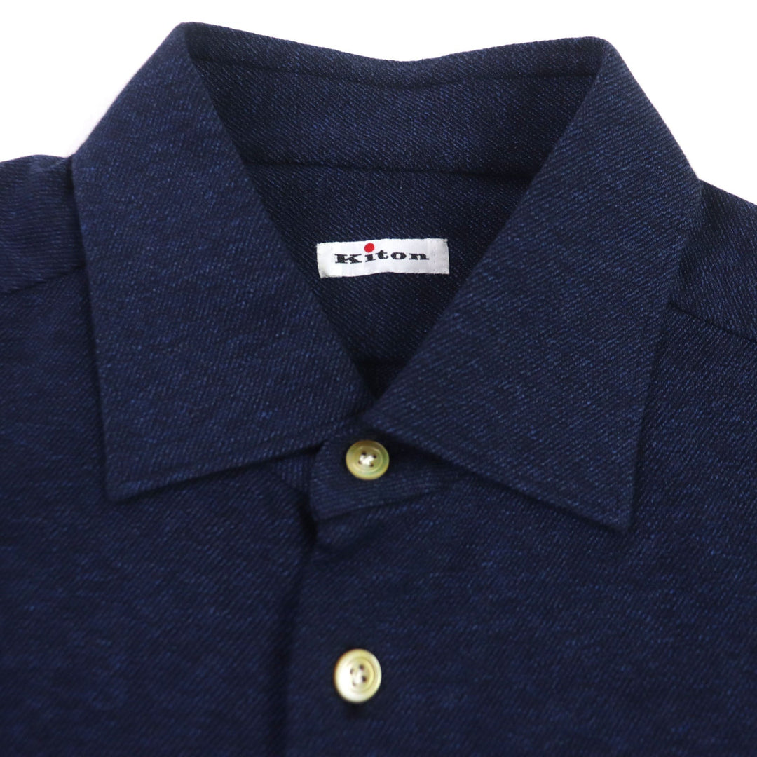 KITON Long sleeve shirt Main: 100% cotton Navy mens L Used Authentic
