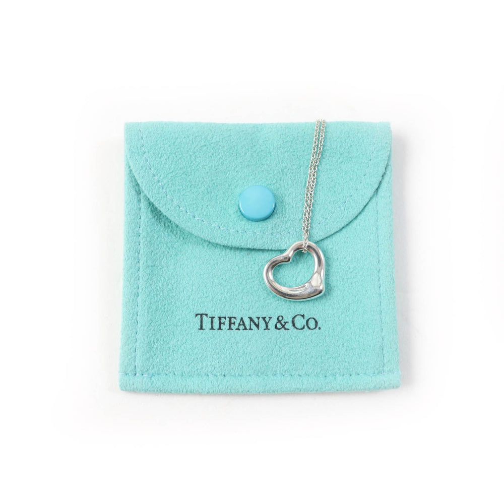 TIFFANY&Co. Necklace Main�FSV925 Silver Elsa Peretti Open Heart Pendant Women Used Authentic