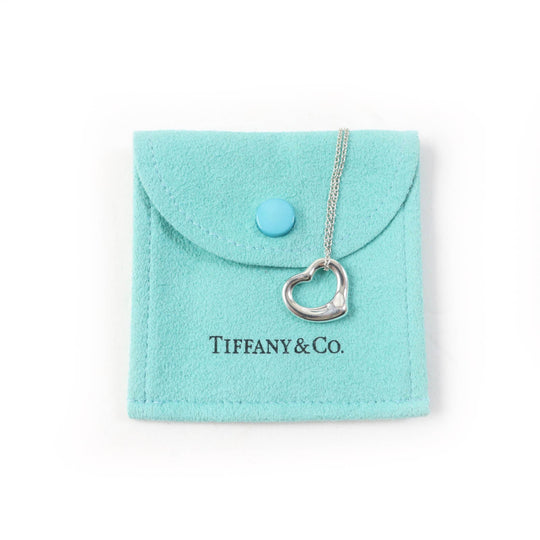TIFFANY&Co. Necklace Main�FSV925 Silver Elsa Peretti Open Heart Pendant Women Used Authentic