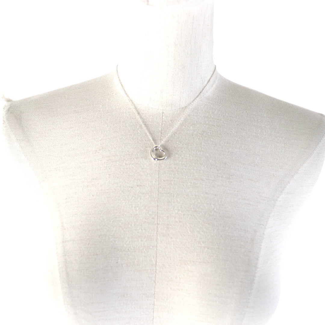 TIFFANY&Co. Necklace Main�FSV925 Silver Elsa Peretti Open Heart Pendant Women Used Authentic