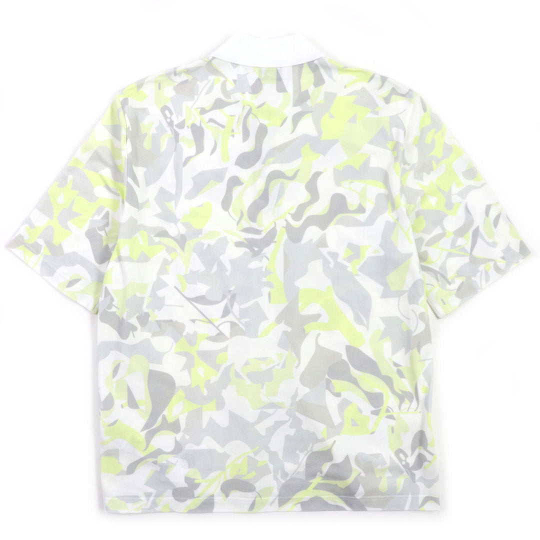 HERMES Short sleeve polo shirt Main: 100% cotton White Gray Yellow Panel Vegetal mens S Used Authentic