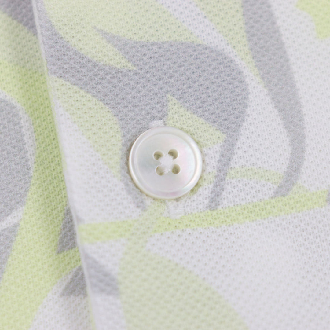 HERMES Short sleeve polo shirt Main: 100% cotton White Gray Yellow Panel Vegetal mens S Used Authentic