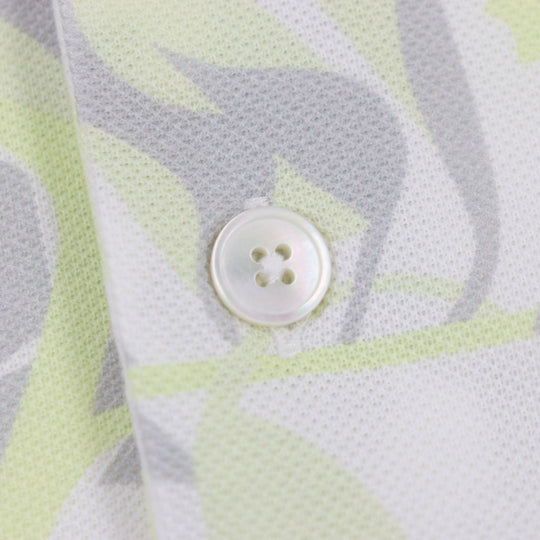 HERMES Short sleeve polo shirt Main: 100% cotton White Gray Yellow Panel Vegetal mens S Used Authentic