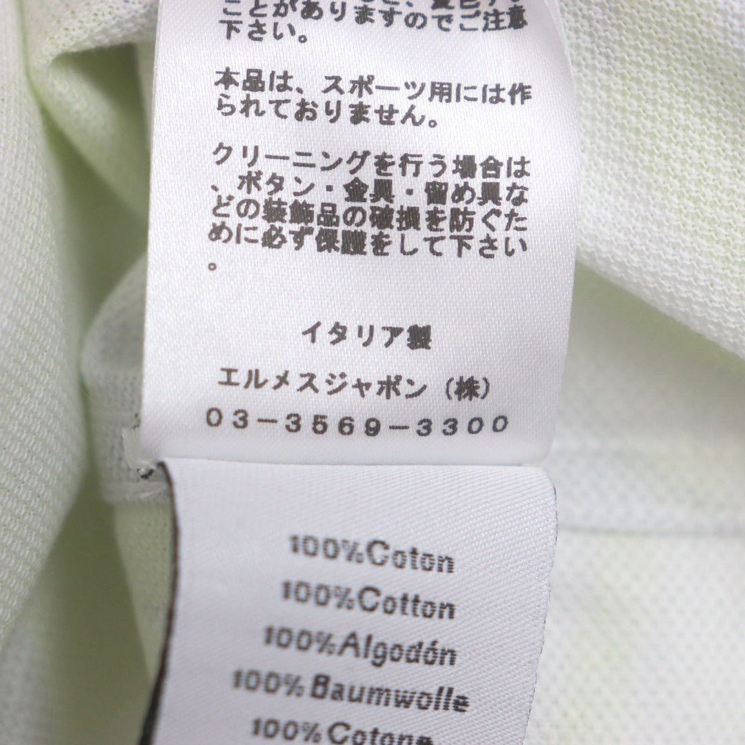 HERMES Short sleeve polo shirt Main: 100% cotton White Gray Yellow Panel Vegetal mens S Used Authentic