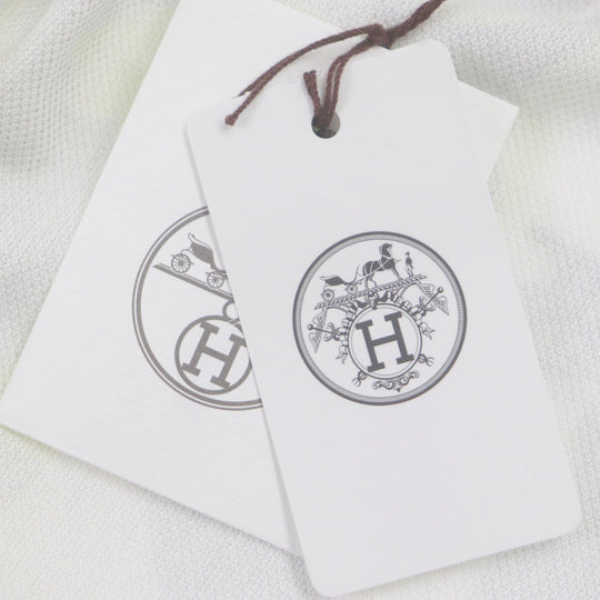 HERMES Short sleeve polo shirt Main: 100% cotton White Gray Yellow Panel Vegetal mens S Used Authentic