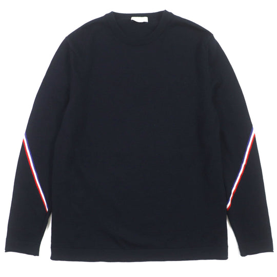 MONCLER knit Main: 100% wool, Other fabric: 100% rayon Navy GIROCOLLO TRICOT mens M Used Authentic