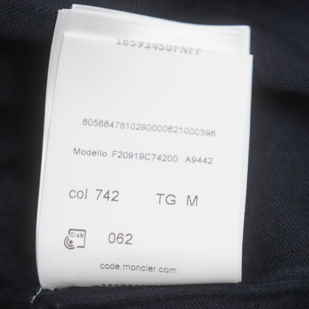 MONCLER knit Main: 100% wool, Other fabric: 100% rayon Navy GIROCOLLO TRICOT mens M Used Authentic